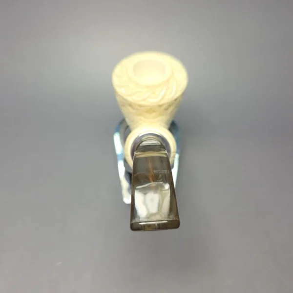 MBSD Meerschaum Silver Masonic & Guilloche Dublin Reverse Calabash Block Meerschaum Pipe, New - Image 6