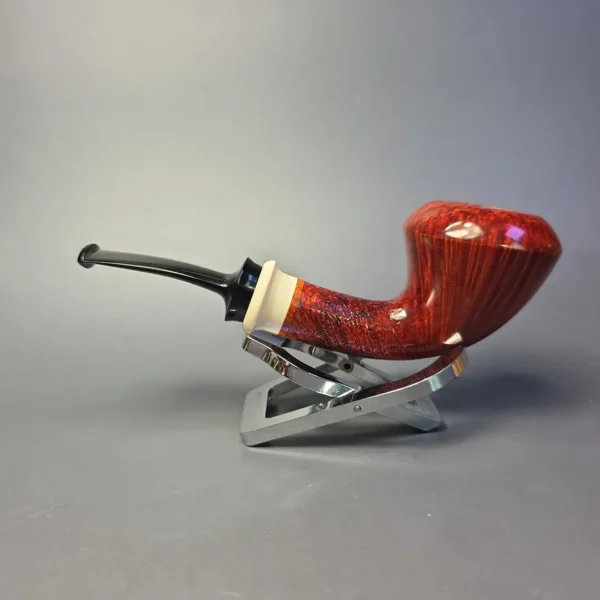 Sebastian Heck Partially Sandblasted Rhodesian w/ Ivorite Handmade Briar Pipe, New - Image 4
