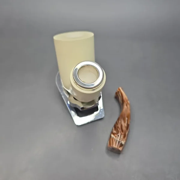 MBSD Meerschaum Silver Smooth Stack Reverse Calabash Block Meerschaum Pipe, New - Image 12