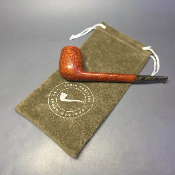 Bruno Nuttens Heritage H1 Partially Sandblasted Canadian w/ Ebonite Briar Pipe, New - Image 11