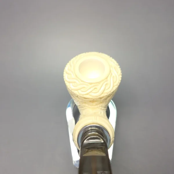MBSD Meerschaum Silver Masonic & Guilloche Dublin Reverse Calabash Block Meerschaum Pipe, New - Image 7
