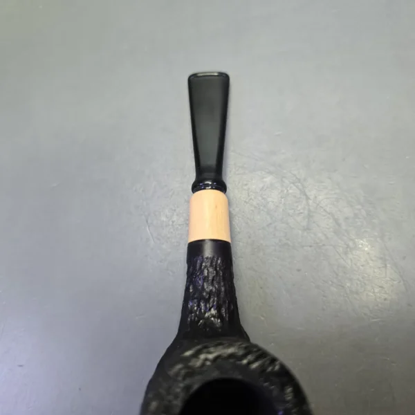 MBSD Briars by Piero Vitale Black Rusticated Billiard w/ Boxwood, Briar Pipe, New - Image 9
