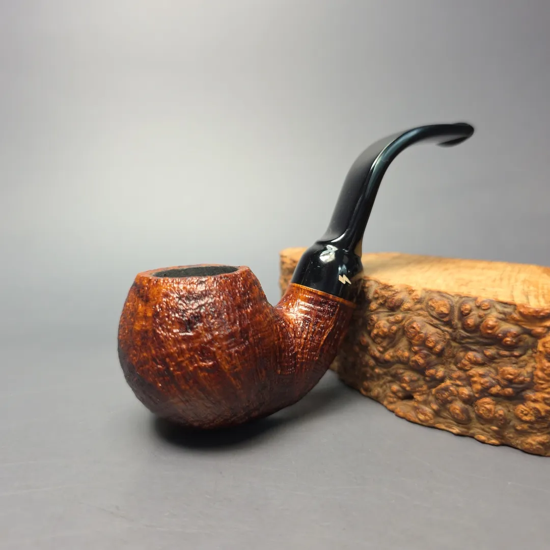 Moonshine MS12L Sandblasted Long Stem Grapeshot w/ Black stem Briar Pipe, New - Image 2