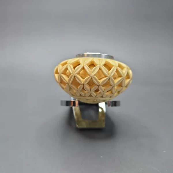 MBSD Meerschaum Nickel Mounted Lattice Author Reverse Calabash Block Meerschaum Pipe, New - Image 4