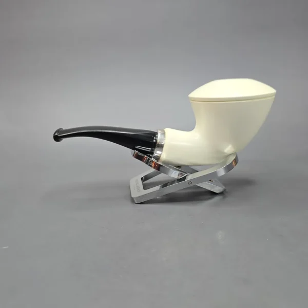 MBSD Meerschaum Silver Smooth Dublin Reverse Calabash Block Meerschaum Pipe, New - Image 5