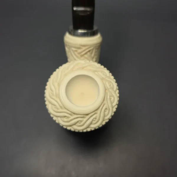 MBSD Meerschaum Silver Masonic & Guilloche Dublin Reverse Calabash Block Meerschaum Pipe, New - Image 8