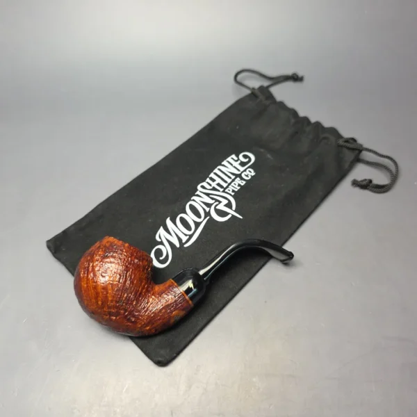 Moonshine MS12L Sandblasted Long Stem Grapeshot w/ Black stem Briar Pipe, New - Image 13