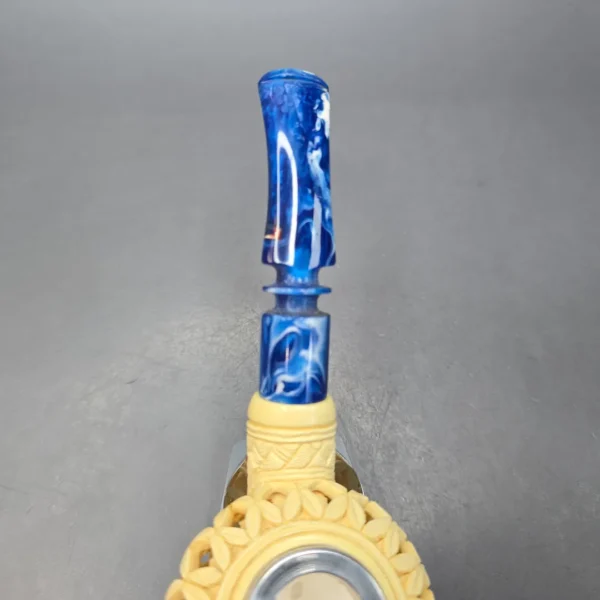 MBSD Meerschaum Nickel Mounted Lattice Author Reverse Calabash Block Meerschaum Pipe, New - Image 8