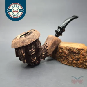 Nording Spruce Matte Partially Rusticated Freehand Estate Briar Pipe, Unsmoked