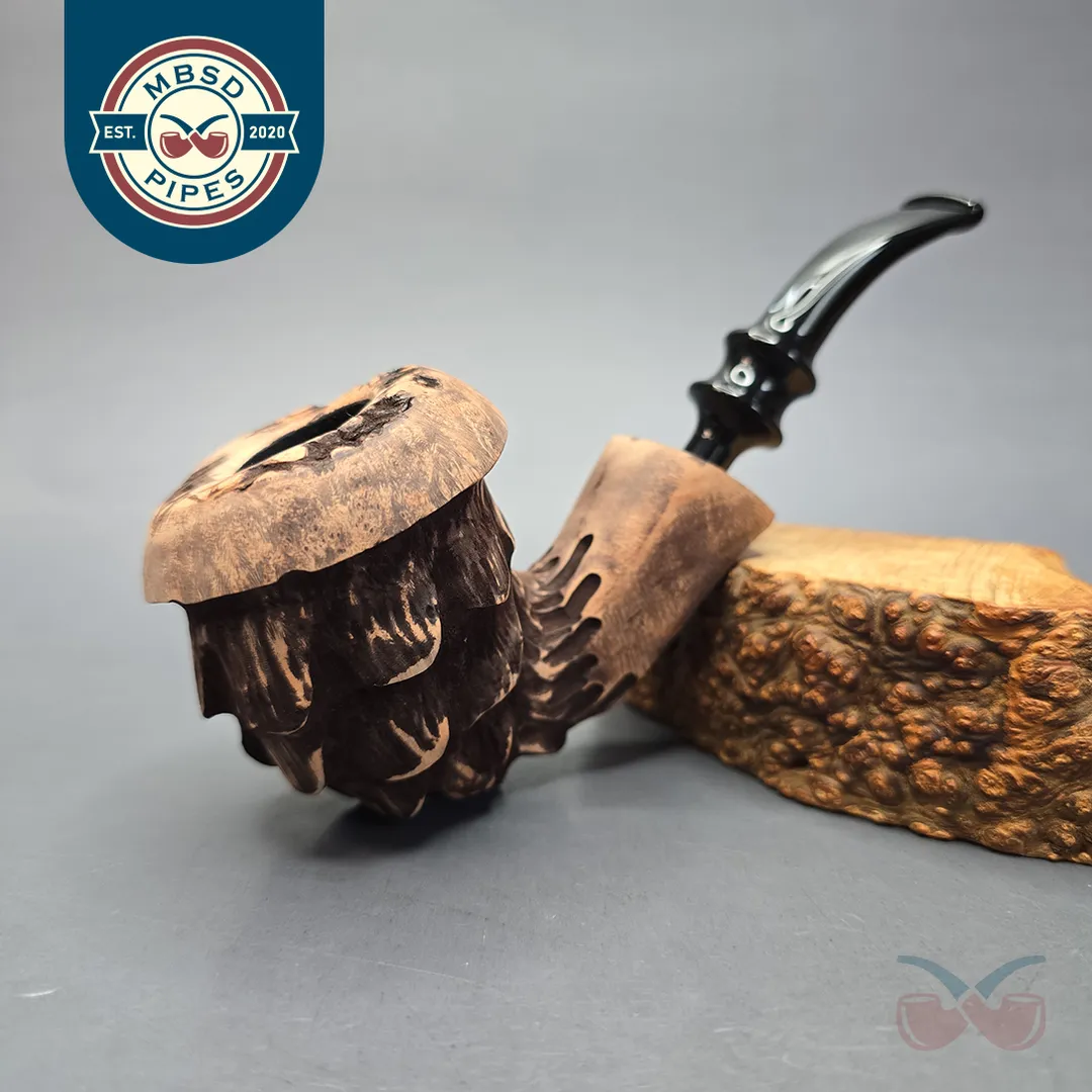 Nording Spruce Matte Partially Rusticated Freehand Estate Briar Pipe, Unsmoked