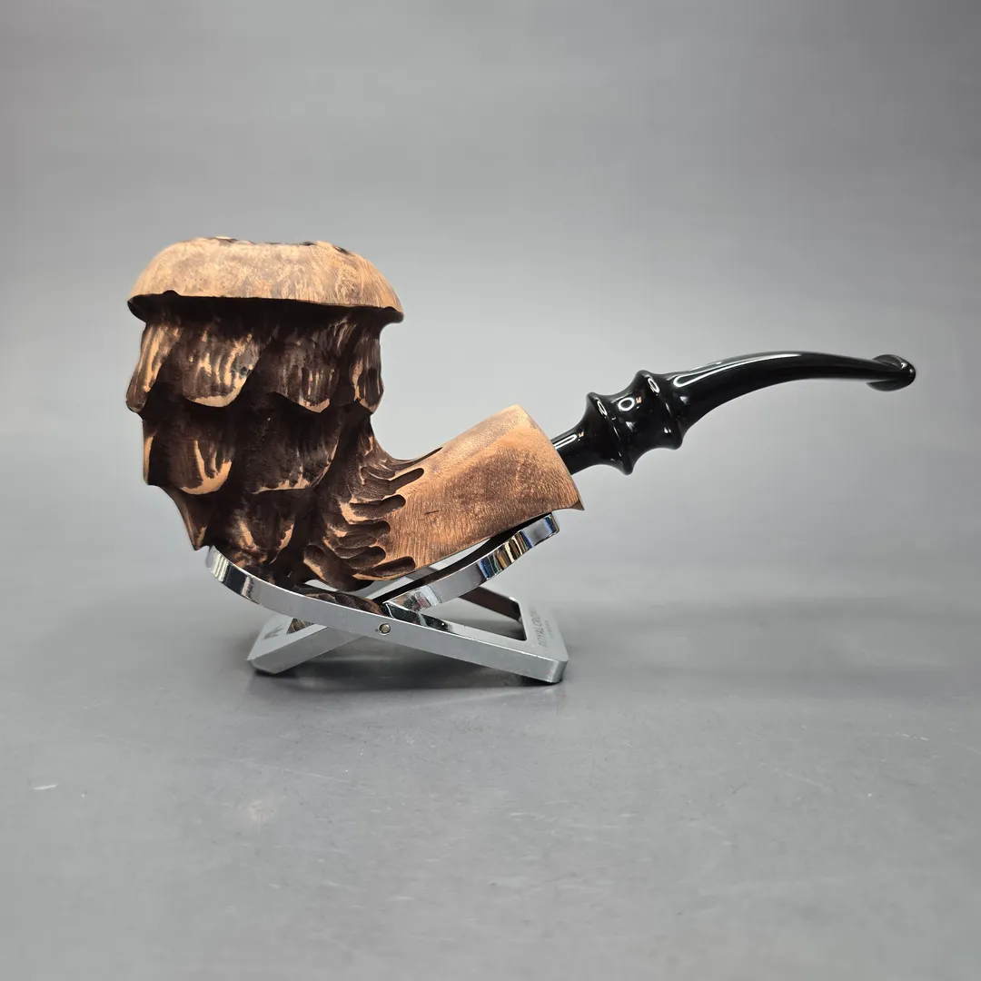 Nording Spruce Matte Partially Rusticated Freehand Estate Briar Pipe, Unsmoked - Image 2