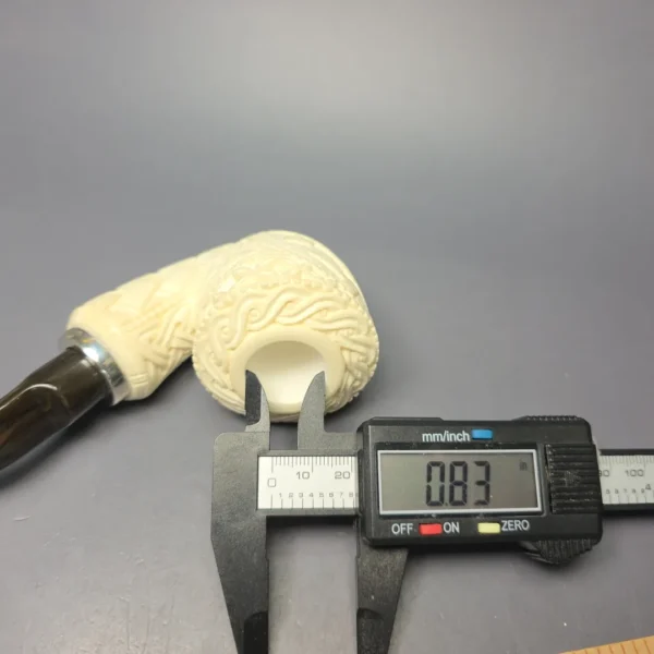 MBSD Meerschaum Silver Masonic & Guilloche Dublin Reverse Calabash Block Meerschaum Pipe, New - Image 10