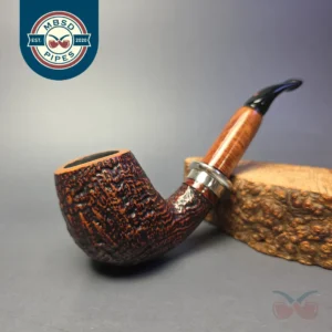 Ser Jacopo Pre-1994 Nauta S1 Sandblasted Bent Billiard w/ Silver & Briar Estate Briar Pipe, Italian Estates