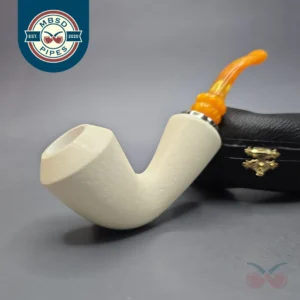MBSD Meerschaum Silver XL Rusticated Rhodesian Reverse Calabash Block Meerschaum Pipe, New