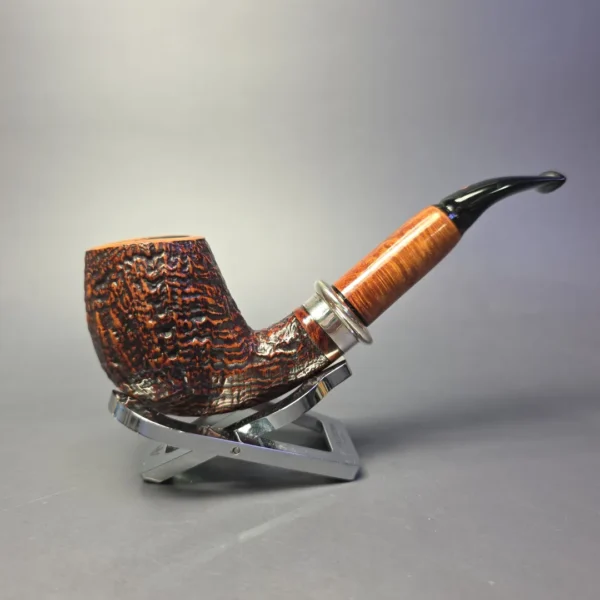Ser Jacopo Pre-1994 Nauta S1 Sandblasted Bent Billiard w/ Silver & Briar Estate Briar Pipe, Italian Estates - Image 8