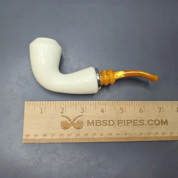 MBSD Meerschaum Silver XL Rusticated Rhodesian Reverse Calabash Block Meerschaum Pipe, New - Image 12