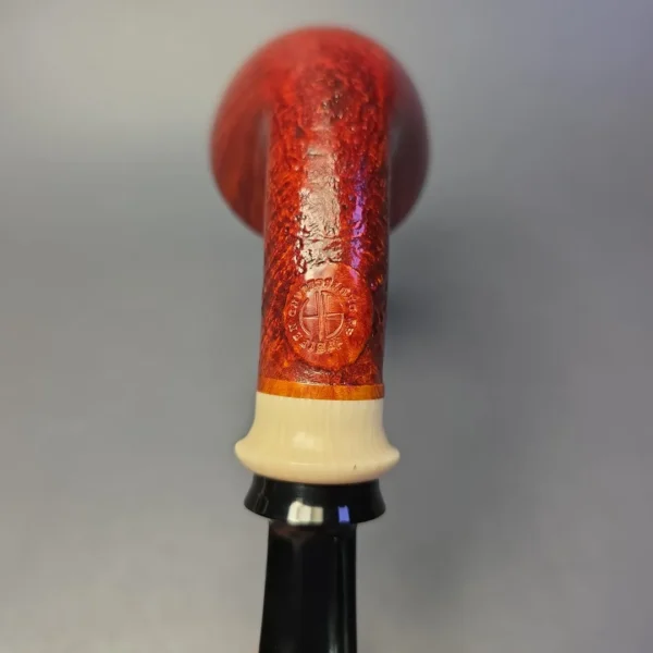 Sebastian Heck Partially Sandblasted Rhodesian w/ Ivorite Handmade Briar Pipe, New - Image 10