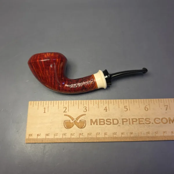 Sebastian Heck Partially Sandblasted Rhodesian w/ Ivorite Handmade Briar Pipe, New - Image 11