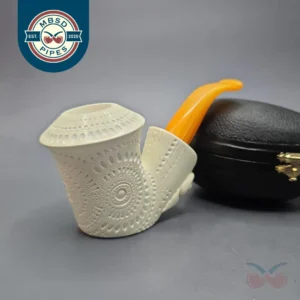 MBSD Meerschaum Silver Lattice Vase Reverse Calabash Block Meerschaum Pipe, New