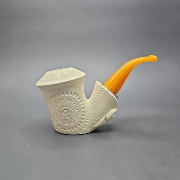 MBSD Meerschaum Silver Lattice Vase Reverse Calabash Block Meerschaum Pipe, New - Image 3