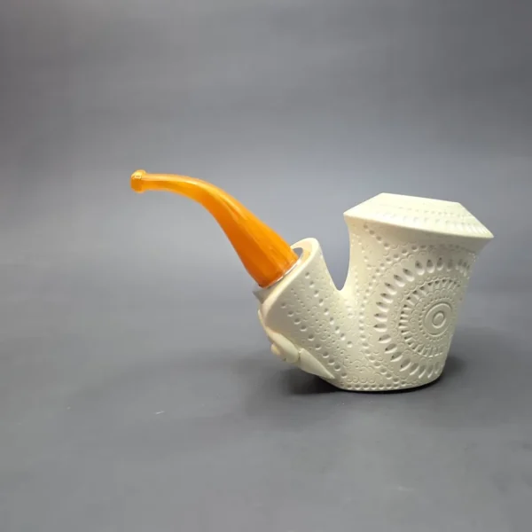 MBSD Meerschaum Silver Lattice Vase Reverse Calabash Block Meerschaum Pipe, New - Image 5