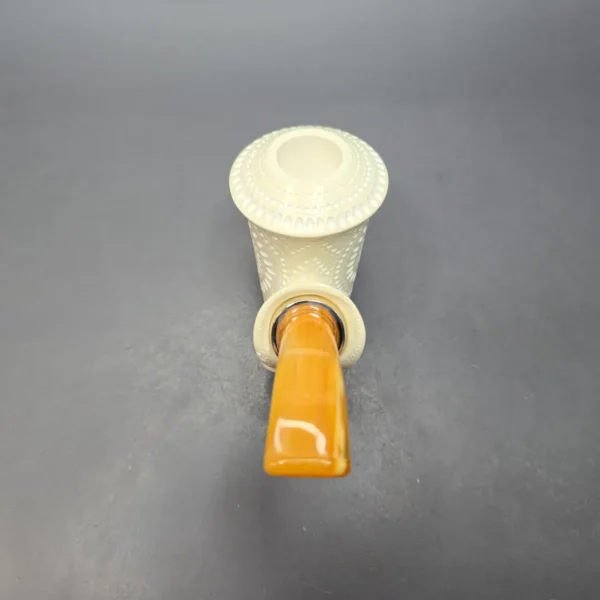 MBSD Meerschaum Silver Lattice Vase Reverse Calabash Block Meerschaum Pipe, New - Image 6