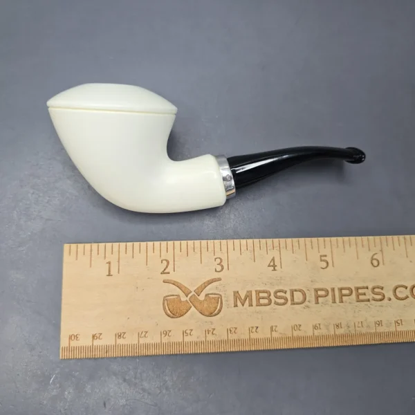 MBSD Meerschaum Silver Smooth Dublin Reverse Calabash Block Meerschaum Pipe, New - Image 11