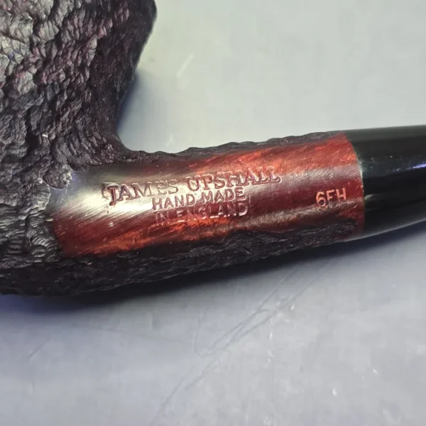 James Upshall Bark Group 6 Partially Rusticated Stack Brandy Estate Briar Pipe, Unsmoked - Image 10