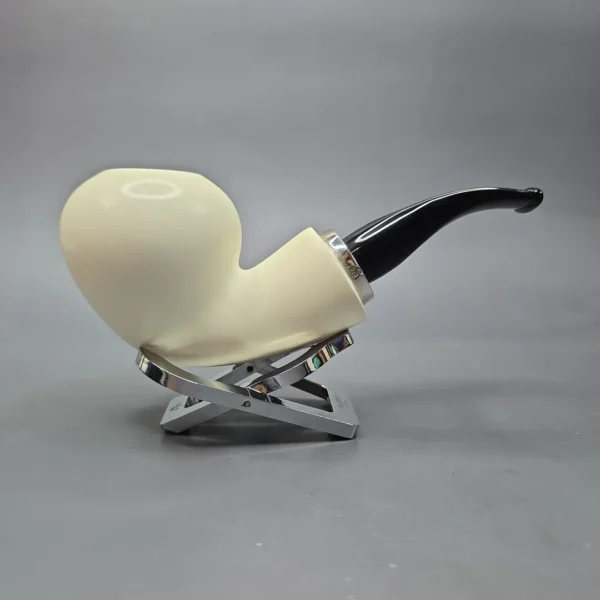 MBSD Meerschaum Silver Smooth Acorn Reverse Calabash Block Meerschaum Pipe, New - Image 13