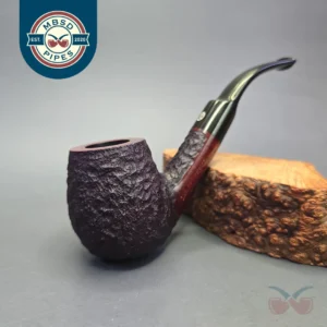James Upshall Bark Group 6 Partially Rusticated Bent Billiard Estate Briar Pipe, Unsmoked