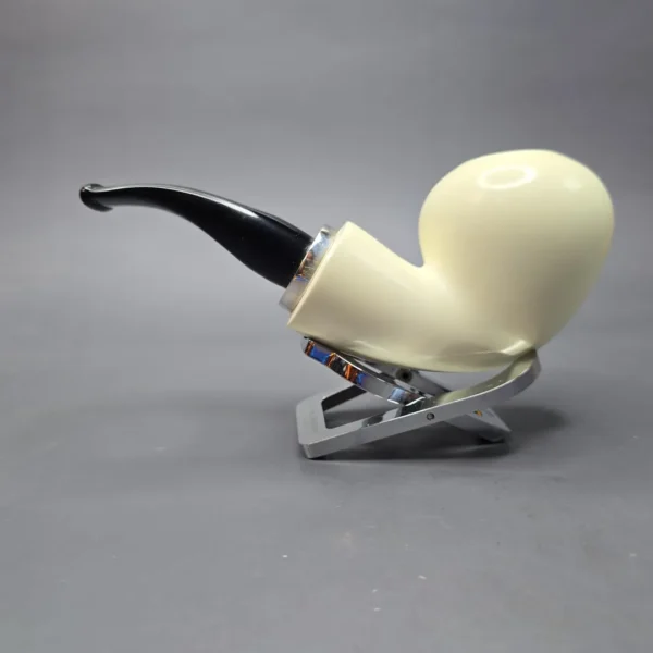 MBSD Meerschaum Silver Smooth Acorn Reverse Calabash Block Meerschaum Pipe, New - Image 10