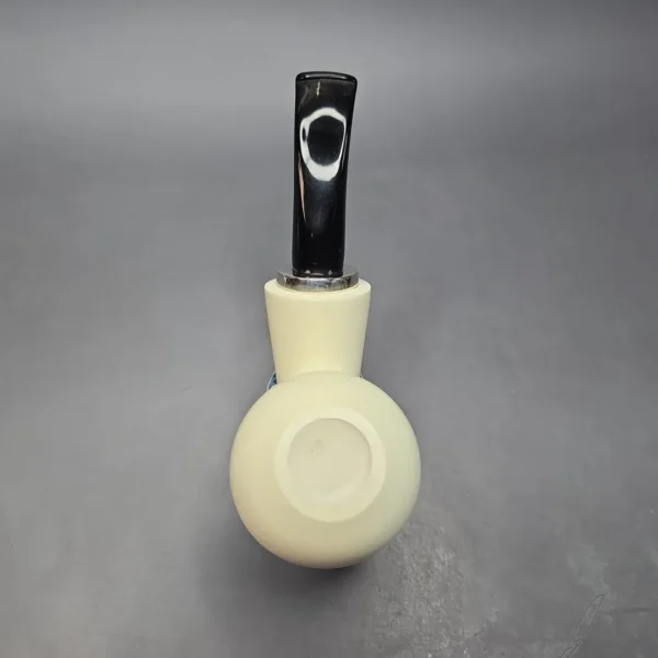 MBSD Meerschaum Silver Smooth Acorn Reverse Calabash Block Meerschaum Pipe, New - Image 4