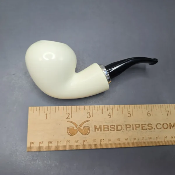 MBSD Meerschaum Silver Smooth Acorn Reverse Calabash Block Meerschaum Pipe, New - Image 6