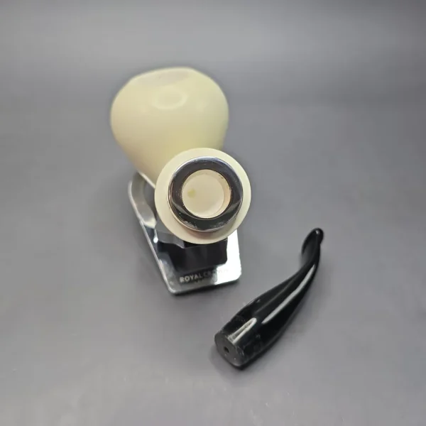 MBSD Meerschaum Silver Smooth Acorn Reverse Calabash Block Meerschaum Pipe, New - Image 3