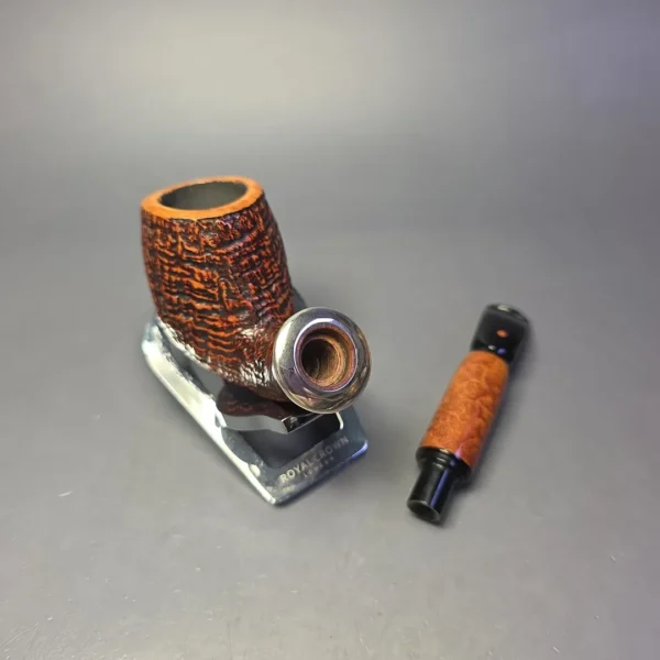 Ser Jacopo Pre-1994 Nauta S1 Sandblasted Bent Billiard w/ Silver & Briar Estate Briar Pipe, Italian Estates - Image 4