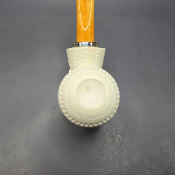 MBSD Meerschaum Silver Lattice Blowfish Reverse Calabash Block Meerschaum Pipe, New - Image 7