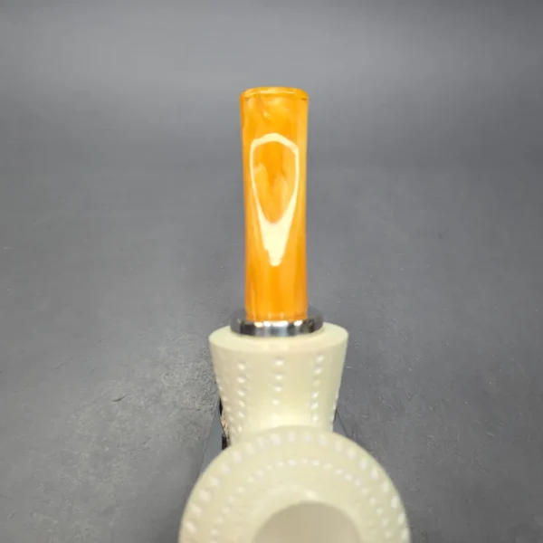 MBSD Meerschaum Silver Lattice Blowfish Reverse Calabash Block Meerschaum Pipe, New - Image 8