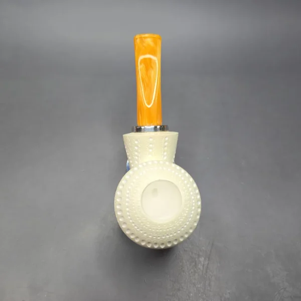 MBSD Meerschaum Silver Lattice Blowfish Reverse Calabash Block Meerschaum Pipe, New - Image 9