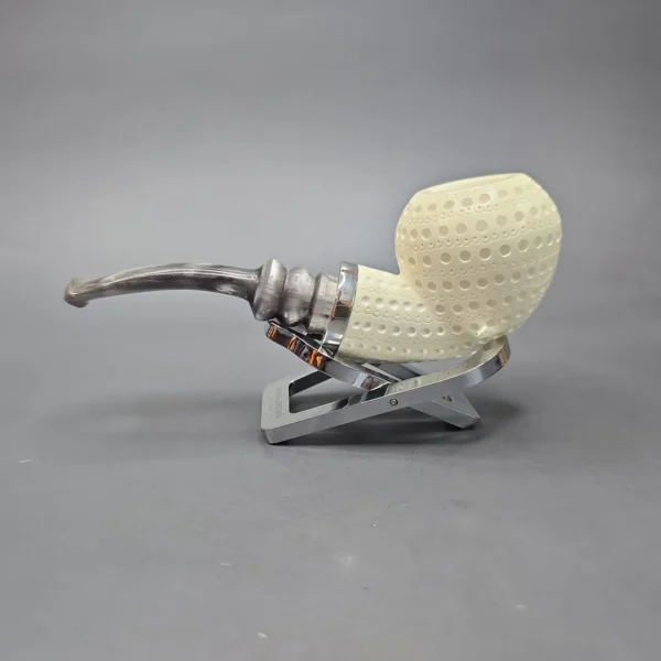 MBSD Meerschaum Silver Lattice Acorn Reverse Calabash Block Meerschaum Pipe, New - Image 5