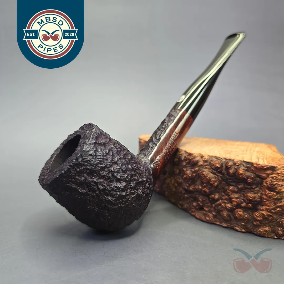 James Upshall Bark Group 5 Rusticated Billiard Estate Briar Pipe, Unsmoked