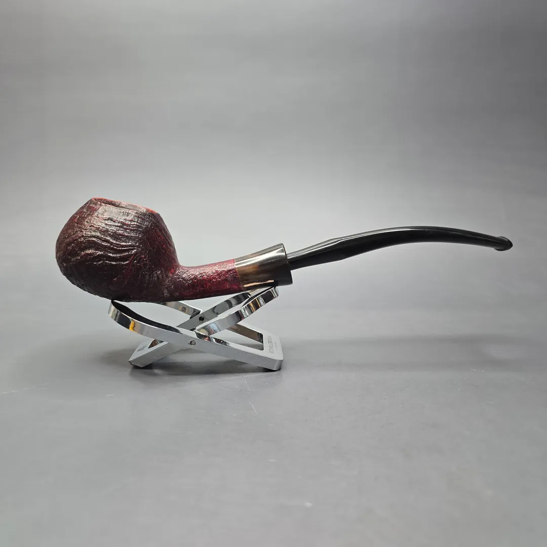 WO Larsen 120 Sandblasted Churchwarden w/ Horn Estate Briar Pipe, Danish Estates - Image 2