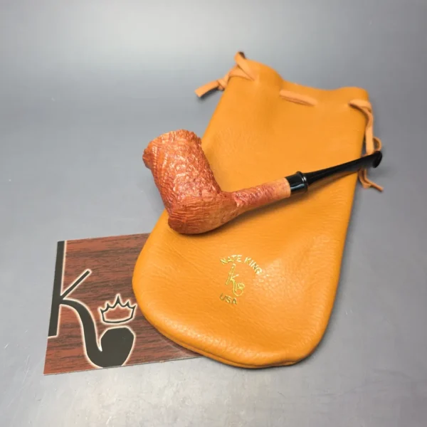 Nate King Natural Sandblasted "Eastwood" Stack Handmade Briar Pipe, New - Image 13