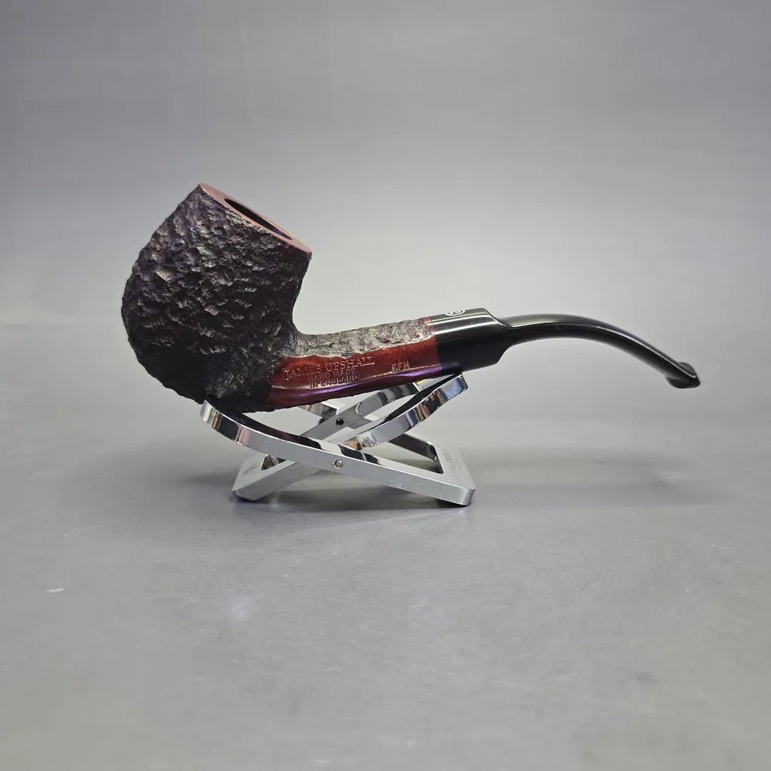 James Upshall Bark Group 6 Partially Rusticated Bent Billiard Estate Briar Pipe, Unsmoked - Image 2
