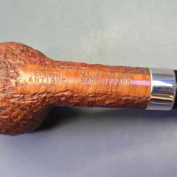 James Barber (Ferndown) Chevin Antique 2 Star Partially Rusticated Billiard Estate Briar Pipe, English Estates - Image 10