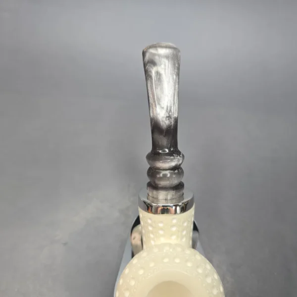 MBSD Meerschaum Silver Lattice Acorn Reverse Calabash Block Meerschaum Pipe, New - Image 9
