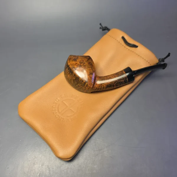 Sebastian Heck Smooth Asymmetric Golden Contrast Fugu Handmade Briar Pipe, New - Image 10