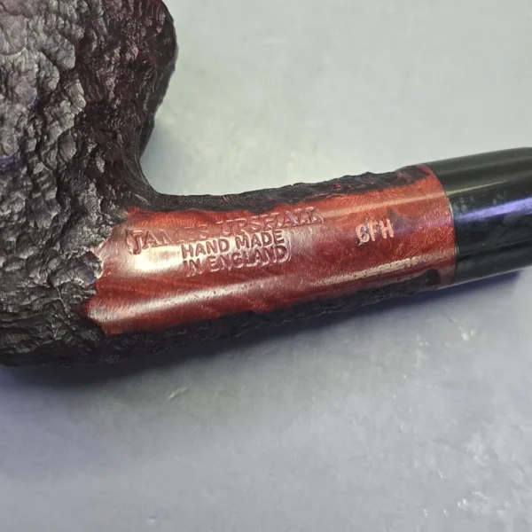 James Upshall Bark Group 6 Partially Rusticated Bent Billiard Estate Briar Pipe, Unsmoked - Image 10