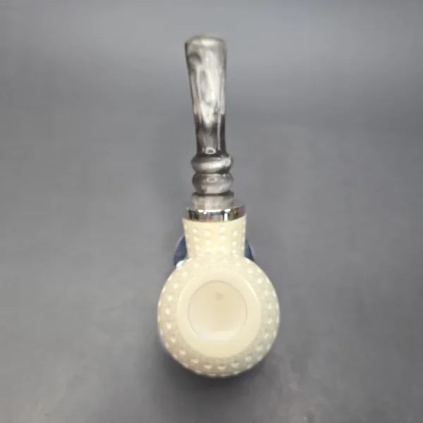 MBSD Meerschaum Silver Lattice Acorn Reverse Calabash Block Meerschaum Pipe, New - Image 10