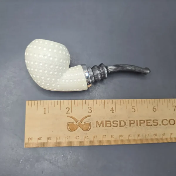 MBSD Meerschaum Silver Lattice Acorn Reverse Calabash Block Meerschaum Pipe, New - Image 11