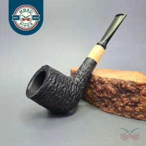 MBSD Briars by Piero Vitale Black Rusticated Billiard w/ Boxwood, Briar Pipe, New
